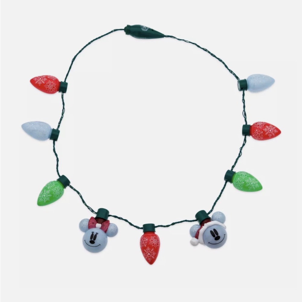 Disney Parks Set of 2 Light Up Glow Christmas Party Necklaces